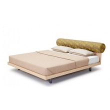 QM曲美家居 布艺双人床可拆洗 海绵软包板木床头钢网床架简约现代北欧风卧室家具 橡木色 1.8*2.0