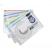 晨光 拉边袋文件袋资料袋A4/A5透明试卷收纳透明PVC拉边袋 资料袋办公彩色文件袋透明塑料拉链 A5(235*175mm)94503 12个/包