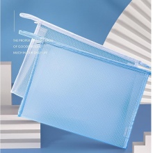 得力加厚EVA透明拉链袋 A4耐用拉边袋文件袋学生资料袋防水办公文件整理收纳袋大容量票据袋档案分类袋 A4蓝色拉链袋 加厚款1个装